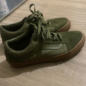Vans Women's size 8 or mens size 7.5 Olive Sneakers with Brown Sole